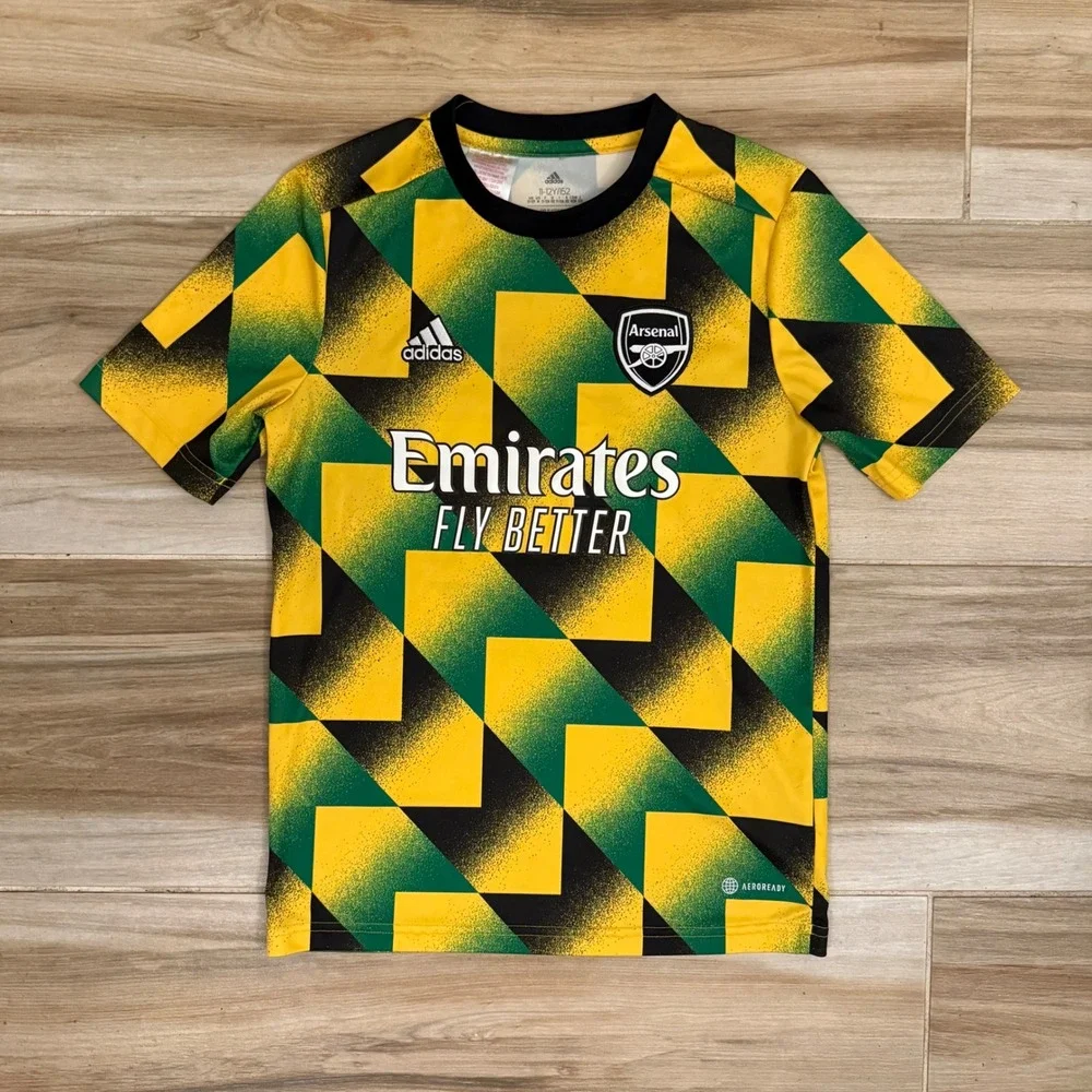 Adidas Arsenal FC 2022-23 Pre-Match Jersey Youth Medium 11-12Y Yellow Green - Picture 1 of 9